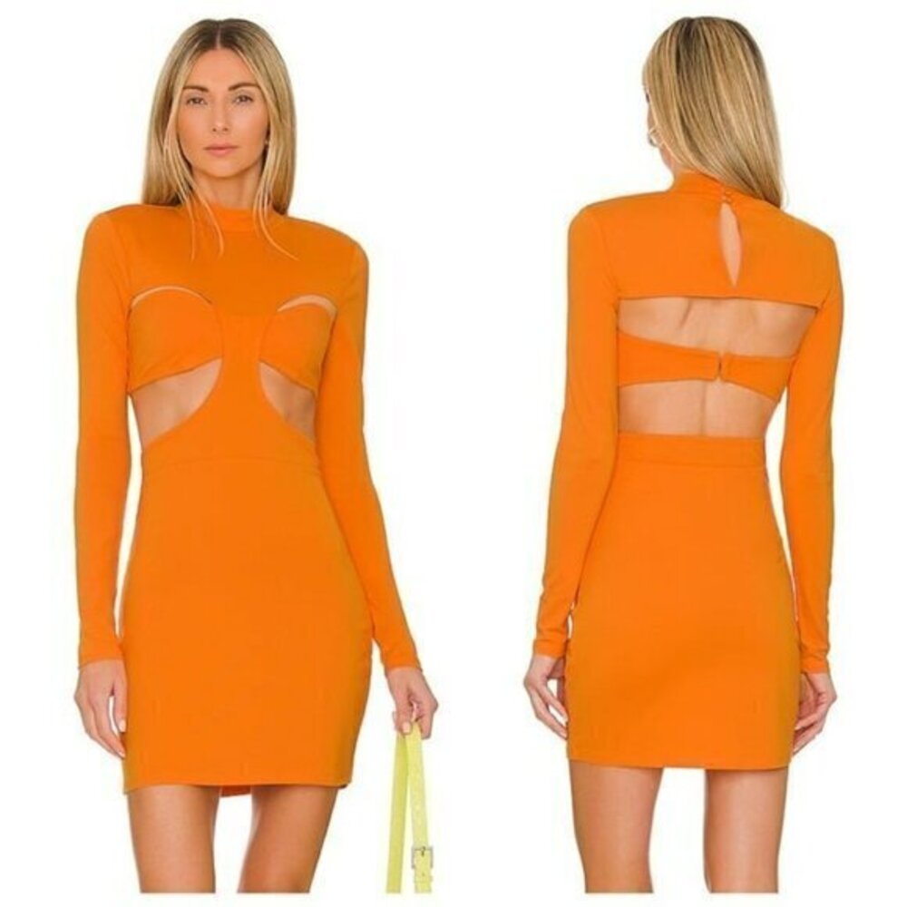 H:ours Antonella Mini Dress - Bright Orange